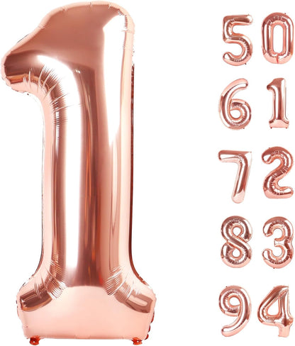 Rose Gold Number 1 Balloon by [Brand Name] - 40 Inch Giant Birthday Decoration for First Birthday
