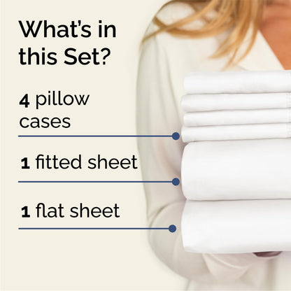 Queen 6 Piece Sheet Set - Comfy Breathable & Cooling - Soft Hotel Luxury Bedding Set with 8-16 Inch Deep Pockets - 1 Flat & 1 Fitted Sheet & 4 Pillowcases - Wrinkle Free & Easy Care - Antique White