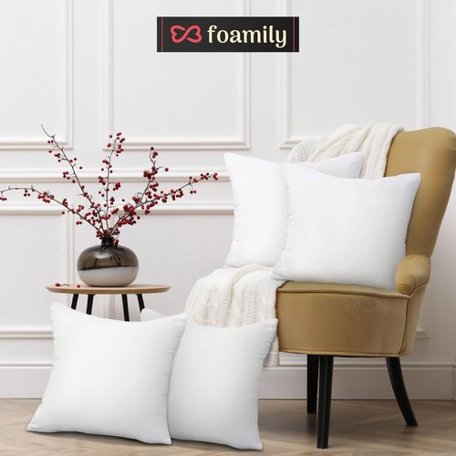 Foamily Throw Pillow Insert 18x18 (Set of 4) Premium Decorative Pillows for Couch, Bed & Living Room, Soft Fluffy Throw Pillows for Couch, Pillow Inserts for Home Decor