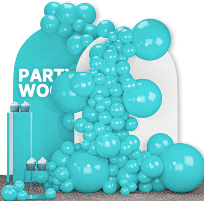 PartyWoo Teal Balloon Arch Kit - 100pcs in 5, 10, 12 Inch Sizes for Baby Showers & Birthday Parties