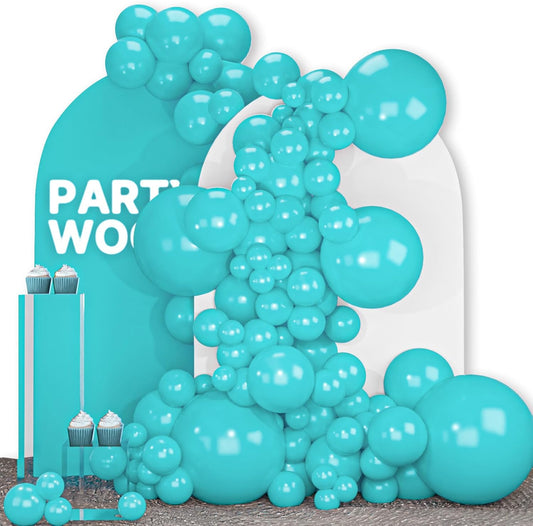 PartyWoo Teal Balloon Arch Kit - 100pcs in 5, 10, 12 Inch Sizes for Baby Showers & Birthday Parties