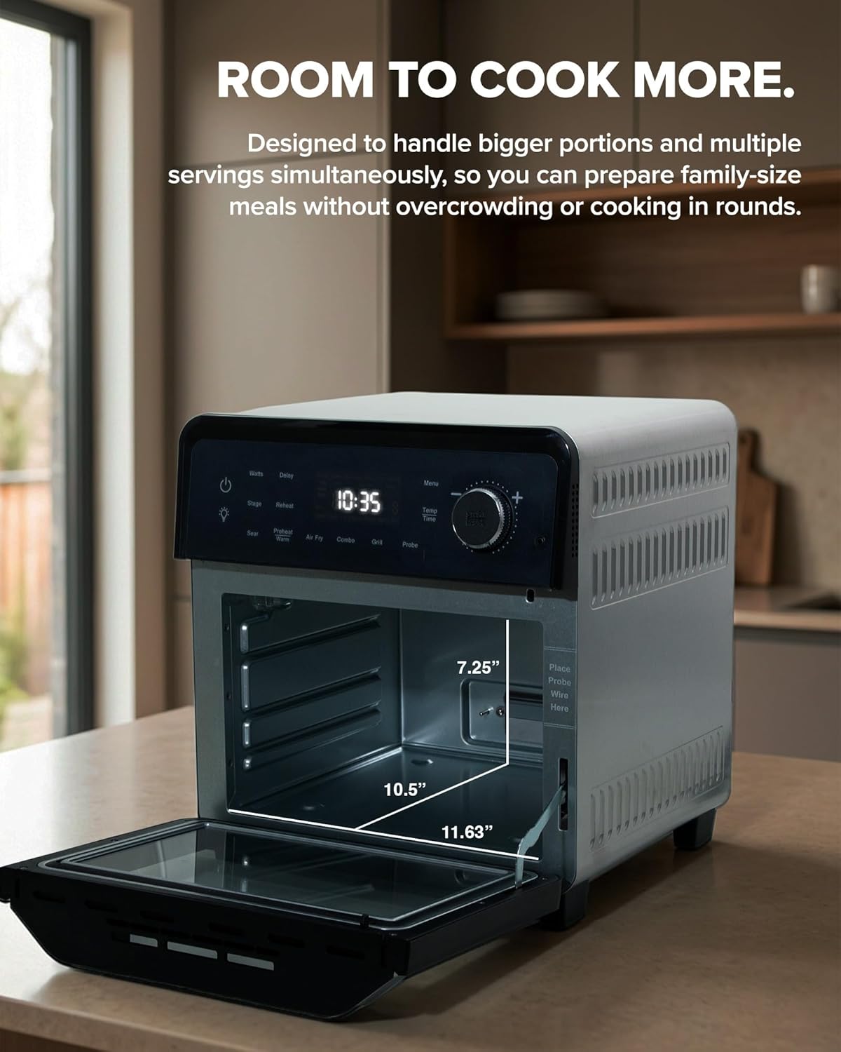 Nuwave Plug-In Grill Air Fryer Oven Combo - Even Heat & True Char Flavor | 150 Presets, Smart Probe, Stainless Steel