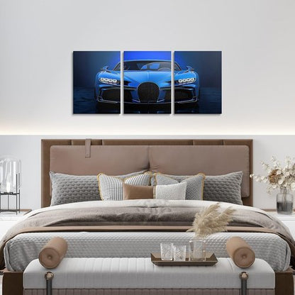 Feelyou Blue Race Car Canvas Wall Art - 3 Piece Set for Home Decor | 12"x16" Extreme Sports Artwork