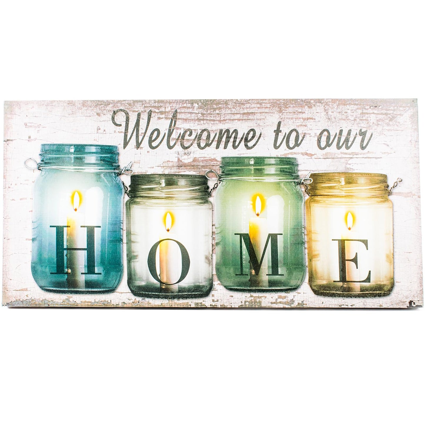 Lighted Canvas Christmas Pictures with Timer, LED Canvas Poster with Lights, Framed Light up Picture Ready to Hang, Welcome to Our Home Lucky Bottles Canvas Print Art