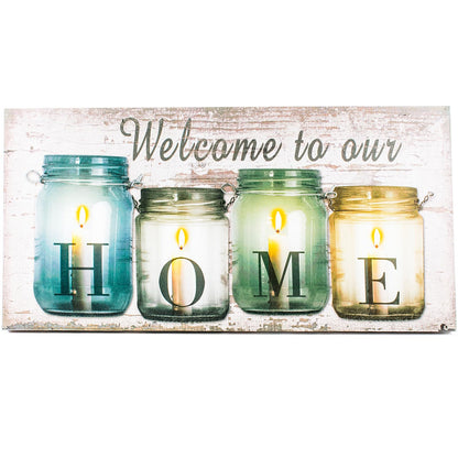 Lighted Canvas Christmas Pictures with Timer, LED Canvas Poster with Lights, Framed Light up Picture Ready to Hang, Welcome to Our Home Lucky Bottles Canvas Print Art