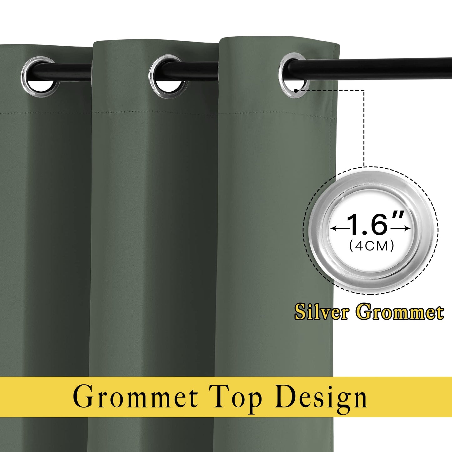 NICETOWN Blackout 90 inch Curtains for Living Room, Grommet Thermal Insulated Doorway Curtains Room Darkening Window Treatments for Bedroom, 2 Panels, W52 x L90, Dark Mallard