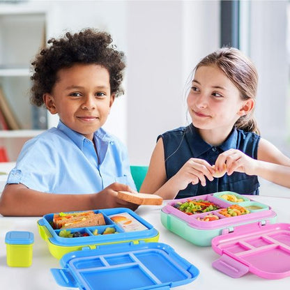 Caperci Bento Lunch Box for Kids - Large 4.8 Cups, Leak-Proof, Portable Handle | Blue/Juicy Pear
