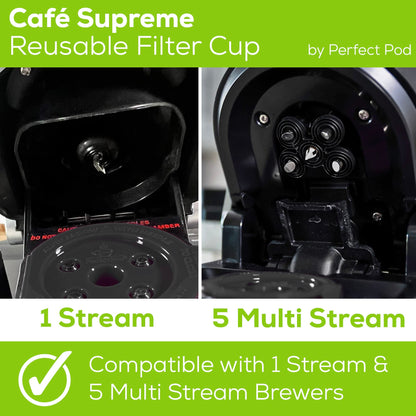 Cafe Supreme Reusable Single Serve Coffee Filter K Cup Pod + EZ-Scoop Coffee Scoop with Funnel | Compatible with Keurig K Supreme (Plus) Coffee Maker