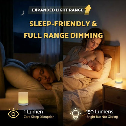 DAZZY DOT Portable Night Light - Rechargeable Touch Light for Nursery | Dimmable Warm Yellow Glow