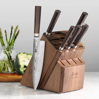 Cangshan Empty Knife Block, 16-Slot Organizer, Flat Top (Acacia Wood)