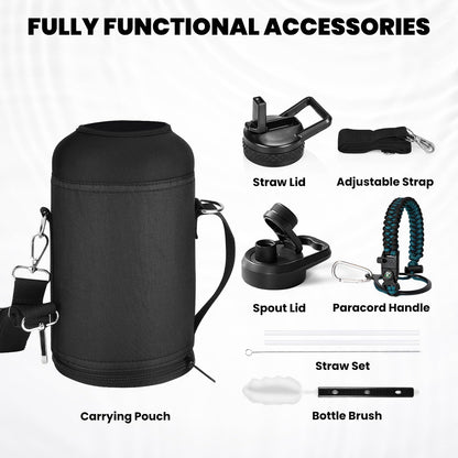 Skiennix Insulated Water Bottle - 64 Oz Triple Wall Vacuum Stainless Steel | Cold for 48 Hrs, Leak Proof, Non-BPA