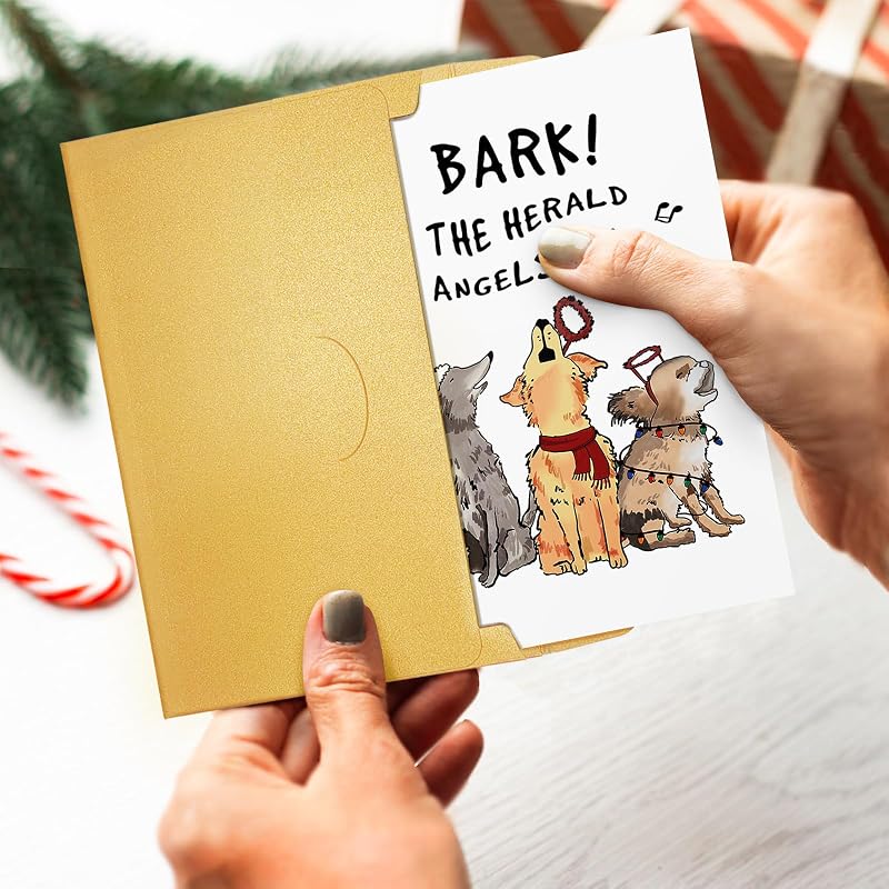 Funny Dog Christmas Card for Him & Her - Barking Dog Xmas Gift Idea, 20#