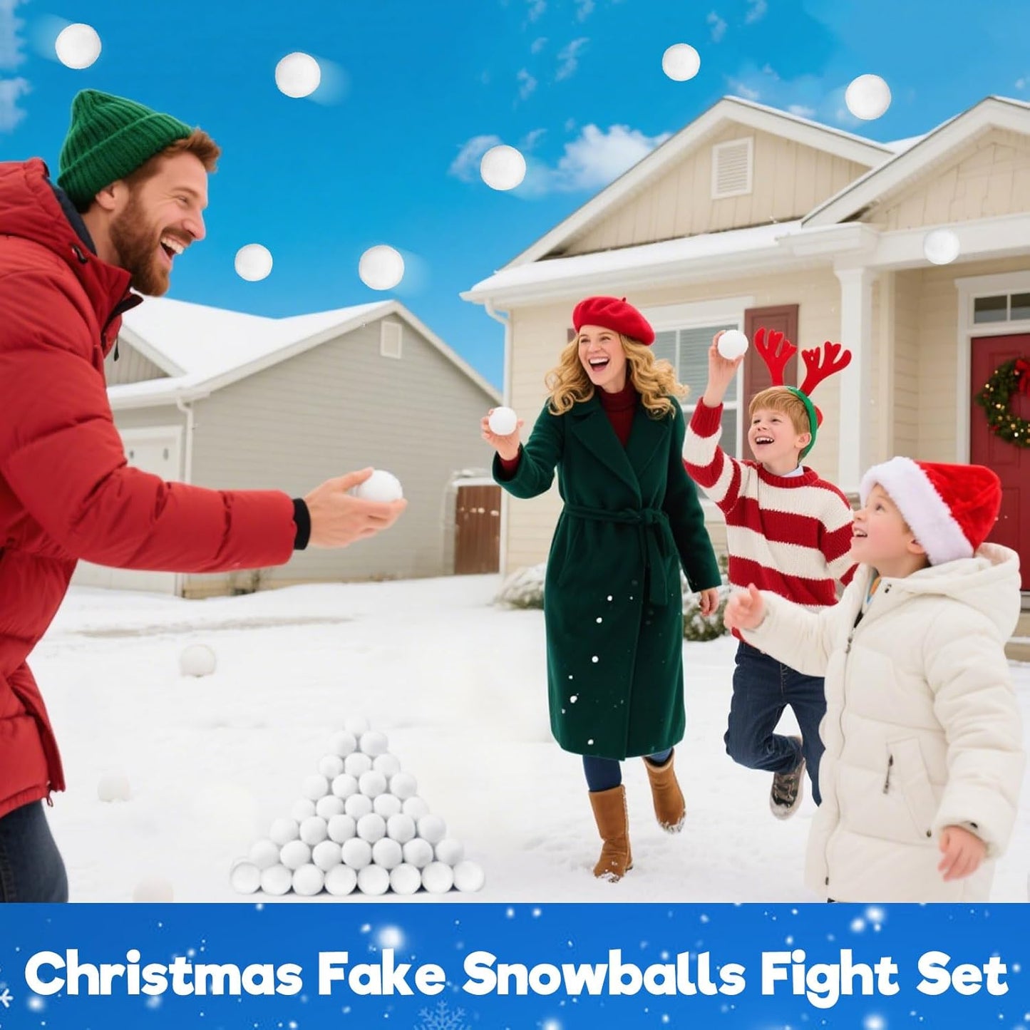 Skiennix Christmas Decorations - 60 PCS 2-Inch Fake Snowballs for Indoor Family Fun & Parties