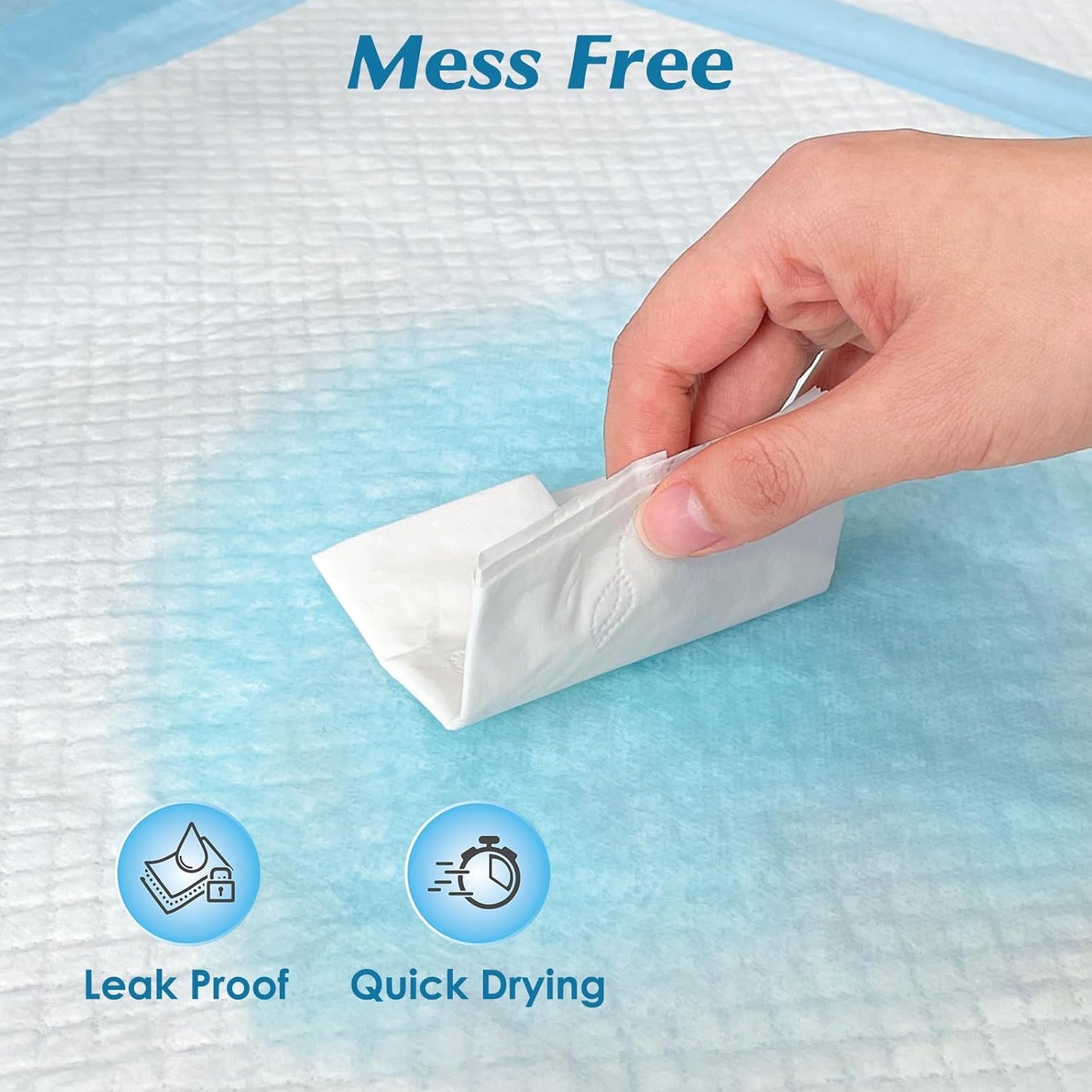Super Absorbency Disposable Underpads by [Brand Name] - 100 Count | Leakproof & Quick Drying for Babies, Puppies, and Adults