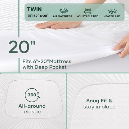 OhGeni Twin Size Mattress Protector - 100% Waterproof, Cooling & Breathable, Pet Hair Resistant, Washable
