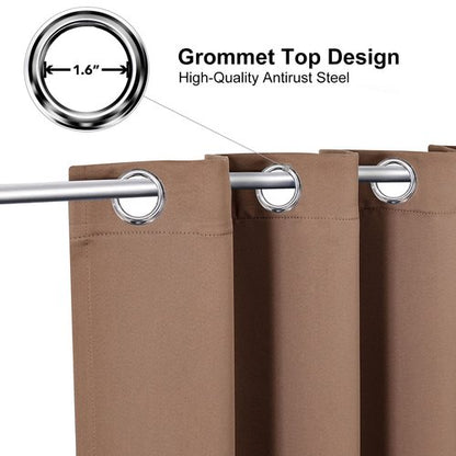 ChrisDowa Small Window Curtains for Kitchen and Bedroom - Grommet Short Thermal Insulated Room Darkening Curtains (2 Panels, Cappuccino, 52 x 36 Inch)