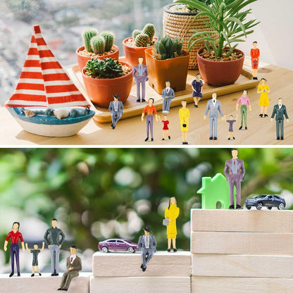Skiennix Miniature People Figurines - 30 Pcs 1:30 Scale Tiny Models for Realistic Scenes