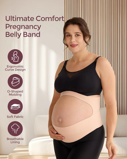 Momcozy Pregnancy Belly Band - Comfortable Support for Back & Abdomen | Invisible Maternity Belt