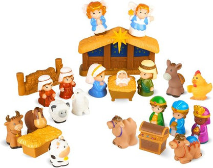 COOLTUNE 25-Piece Nativity Set for Kids - Soft Rubber Christmas Playset for Toddlers Ages 1-6