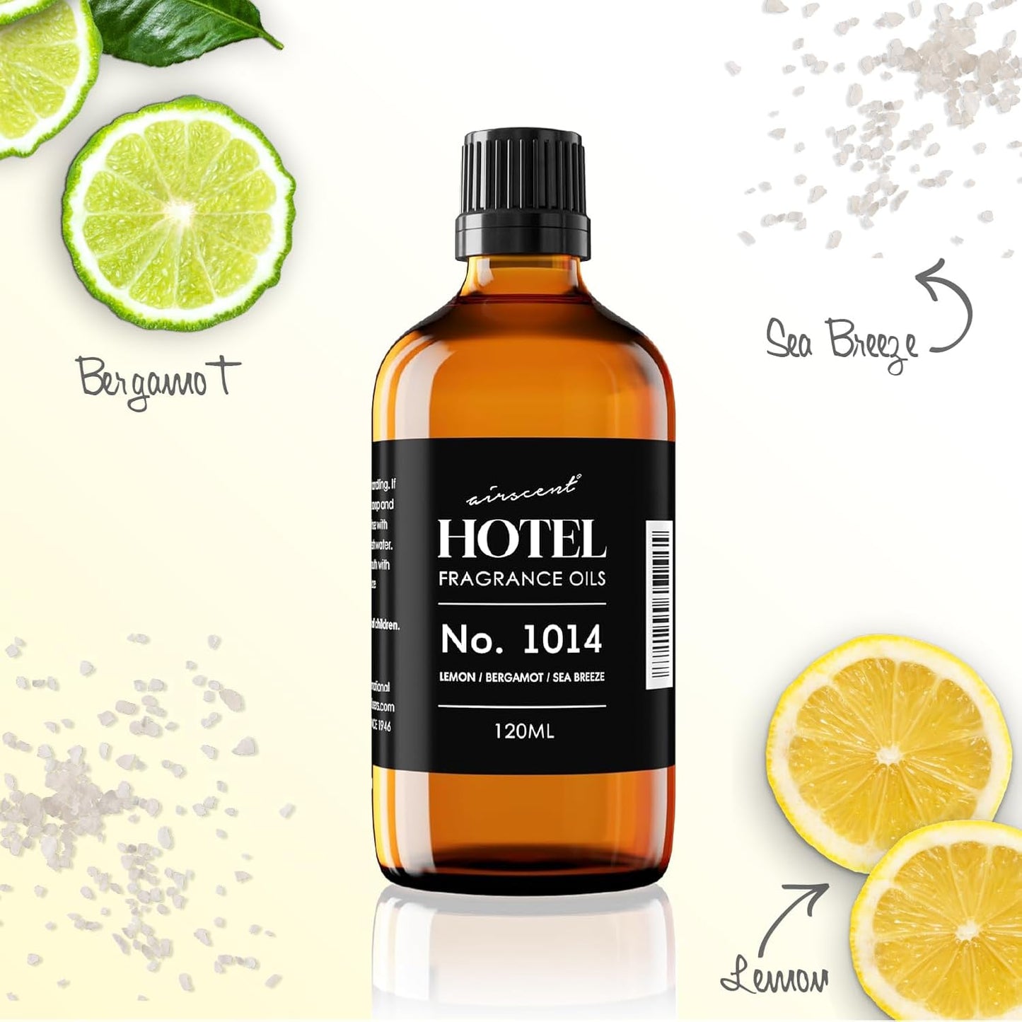 AirScent Hotel Diffuser Oil No. 1014 - Iconic Coastal Blend with Lemon Bergamot & Sea Breeze - 120 mL for Ultrasonic & Waterless Diffusers