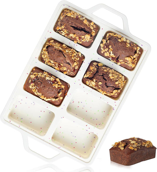 Skiennix Mini Loaf Pan - Nonstick Silicone Molds for Baking Bread, Meatloaf & Brownies | 8 Cavities