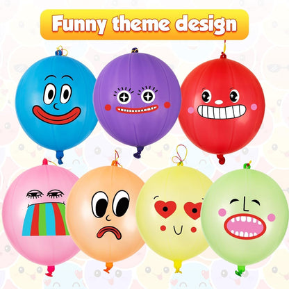 VABAMNA Punch Balloons - 30 Pack Neon Party Favors for Kids | 18 Inch Rubber Band Handle