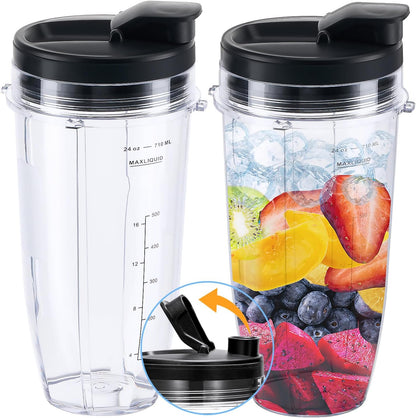 Nutri Ninja 24oz Blender Cup - Sip & Seal Lid for BL450, BL456, BL480, BL640 | 2-Pack