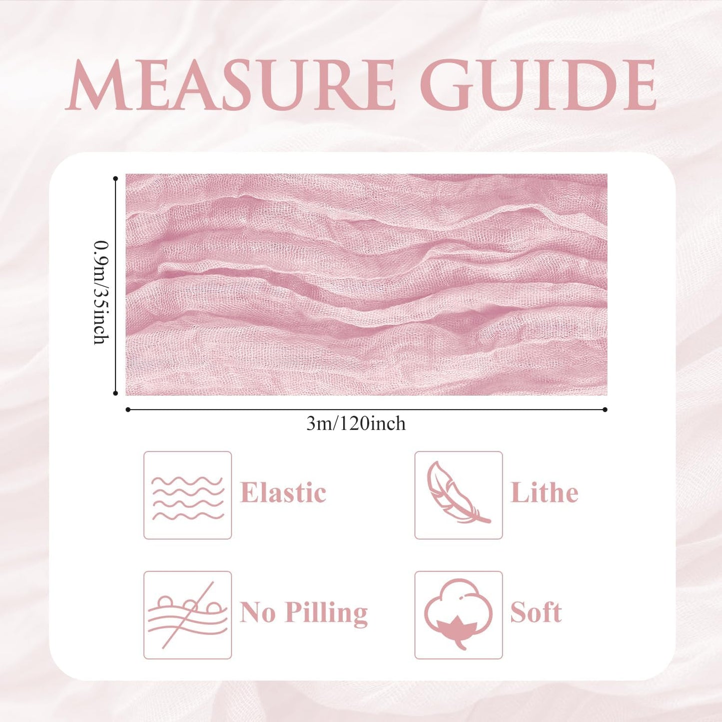 Skiennix 3PCS Table Runner Set - Blushing Pink Boho Gauze for Rustic Summer Weddings & Events