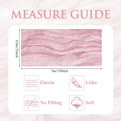 Skiennix 3PCS Table Runner Set - Blushing Pink Boho Gauze for Rustic Summer Weddings & Events