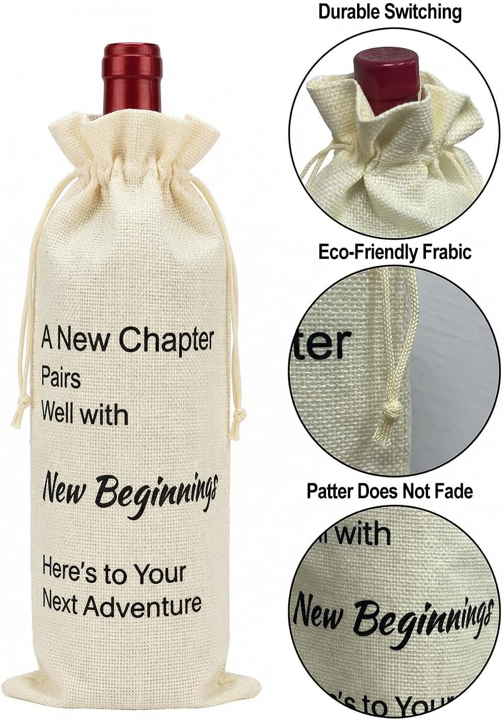 NUMIFUN Adventure Themed Reusable Wine Bag – Motivational Wine Gift Bag for New Jobs, Travel & Good Luck, Drawstring Bottle Cover for 750ml Celebratory Gifts