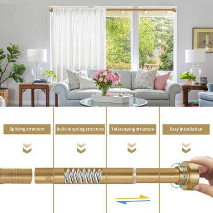 YNL Shower Curtain Rod 34-82 Inches (2.8-6.8ft) Adjustable Spring Shower Rod No Drilling, Non-Slip, Never Rust, Stainless Steel, Suitable for Bathroom Window Living room, Gold
