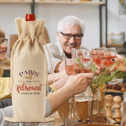 Funny Retirement Wine Bag Happy Retirement Gifts for Woman Men Pairs Well With Retired Gift for Women Leaving Gifts for Best Friends Coworkers Boss Nurse Teachers