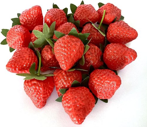 Aliotech 18PCS Artificial Red Strawberries - Lifelike Simulation Decor for Home & Kitchen Photography
