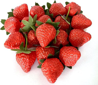 Aliotech 18PCS Artificial Red Strawberries - Lifelike Simulation Decor for Home & Kitchen Photography