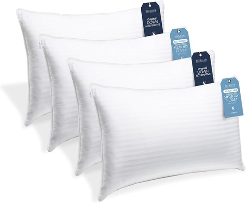 Beckham Hotel Collection Queen Pillow Set - 2 Down Alternative & 2 Memory Foam Pillows
