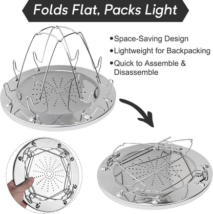 Skiennix Folding Camping Toaster - Stainless Steel 4-Slice Rack for Gas Stove | Portable Outdoor Bread Toaster for Camping, RV & Hiking