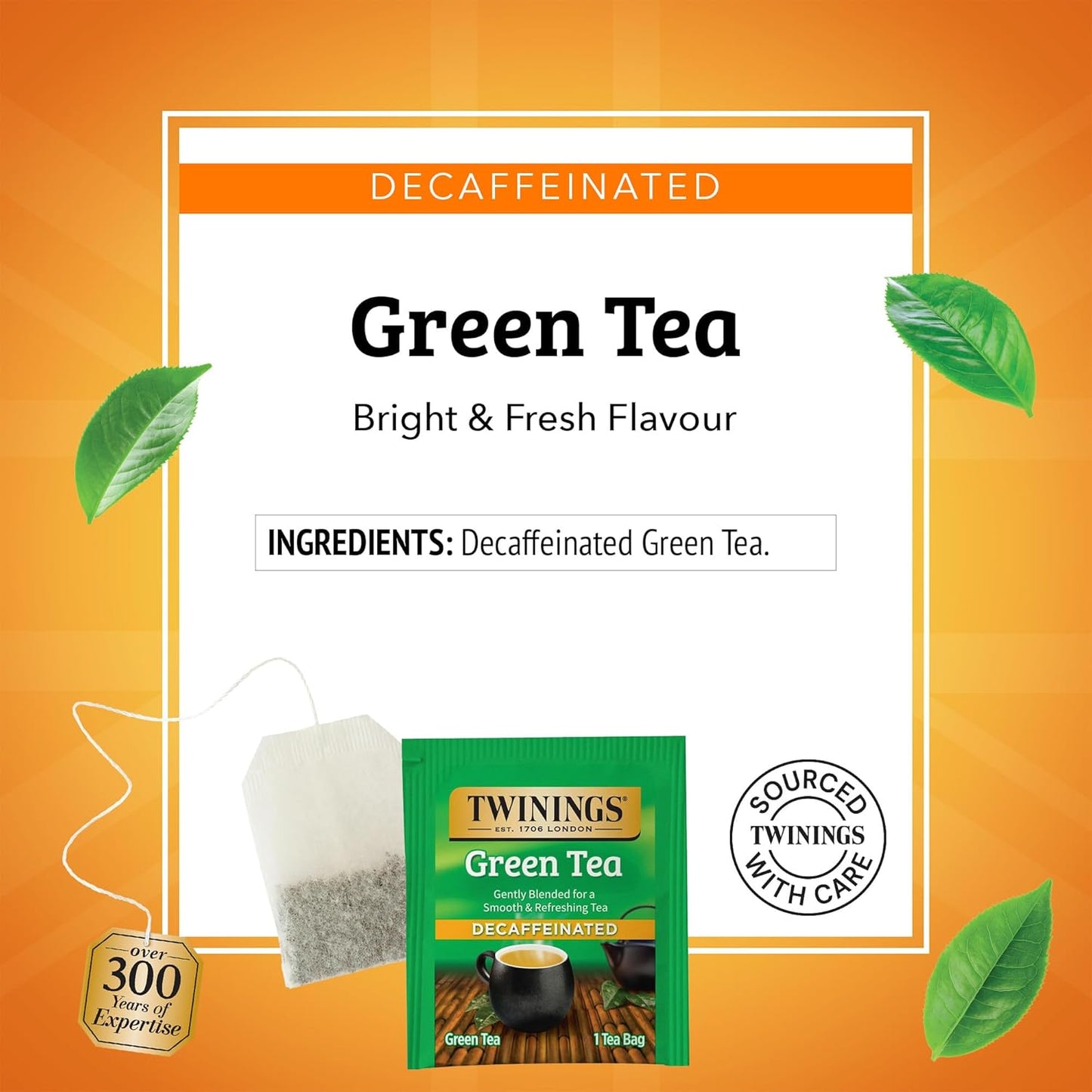 Twinings Decaffeinated Green Tea - Individually Wrapped Bags, Smooth Flavor & Enticing Aroma | 20 Count