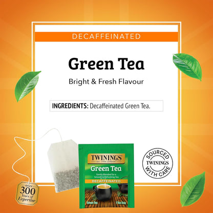 Twinings Decaffeinated Green Tea - Individually Wrapped Bags, Smooth Flavor & Enticing Aroma | 20 Count
