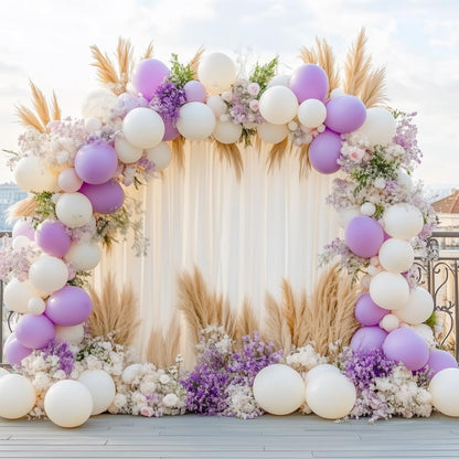 RUBFAC Pastel Purple Balloon Arch Kit - 129pcs Light Lavender Balloons for Birthday & Wedding Decor | Various Sizes 5-18 Inches
