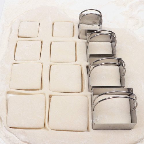 HULISEN Square Biscuit Cutter Set - 4 Stainless Steel Cookie Cutters with Handles | Professional Baking Tools