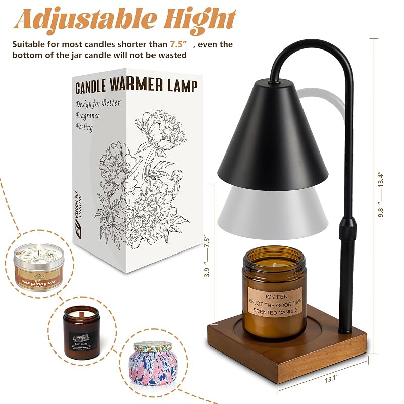 Electric Candle Warmer Lamp with 4-Level Dimmer & 10.6" Black Variation