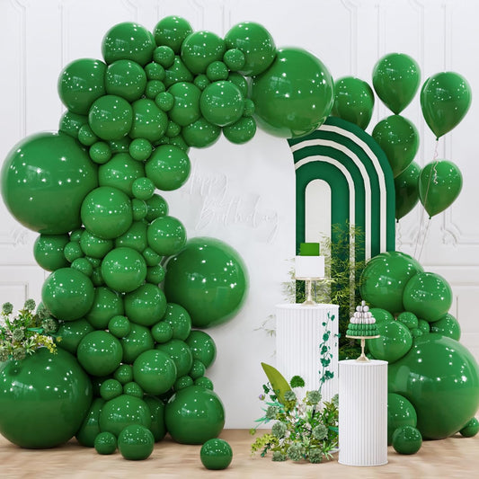 PartyWoo Green Balloons - 140-Piece Dark Green Balloon Arch Kit for Birthday & Graduation Decor | Various Sizes 5-18 Inches