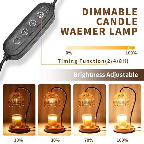 SupBri Dimmable Flower Candle Warmer Lamp, Green Candle Warmer with Timer & 4Bulbs, Birthday Chirstmas Gifts for Women Mom, Unique Home Decor for Bedroom Fits All Jar Candle