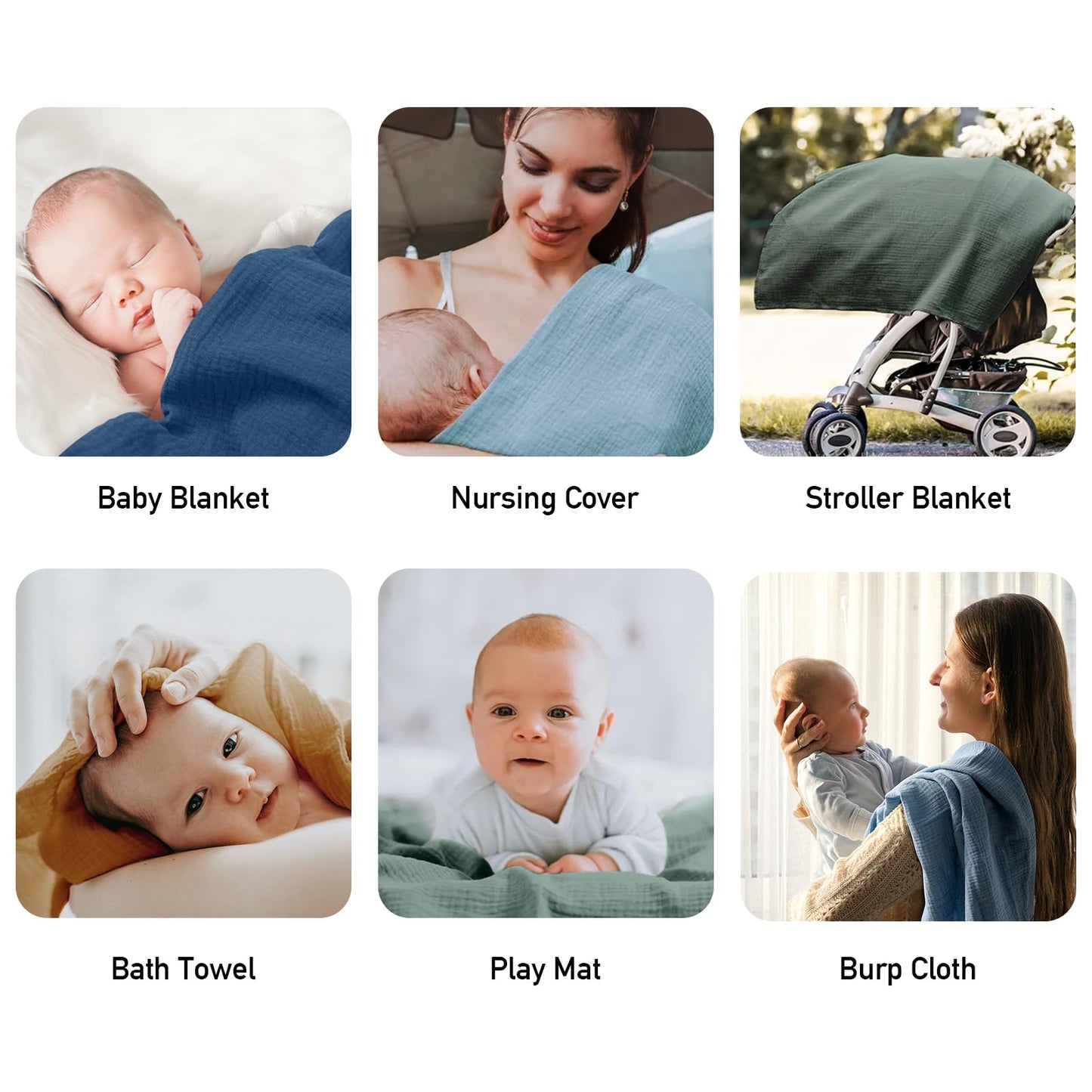 Muslin Swaddle Blankets for Baby Girls and Boys, 4 Pack Breathable and Skin-Friendly Newborn Receiving Blanket, 100% Cotton Swaddle Wrap, Essentials Infant Shower Items, Toddler Gift