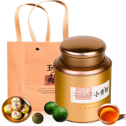 250g small green citrus Pu'er tea, dried tangerine peel Pu'er tea, pure citrus flavor, mellow taste, Xinhui Xiaoqing Pu'er tea,Small Green Mandarin Orange 陈皮普洱茶柑普茶大红柑茶叶