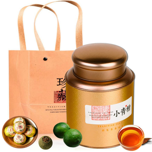 250g small green citrus Pu'er tea, dried tangerine peel Pu'er tea, pure citrus flavor, mellow taste, Xinhui Xiaoqing Pu'er tea,Small Green Mandarin Orange 陈皮普洱茶柑普茶大红柑茶叶