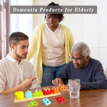 Regine Switzerland Cognitive Training Games - Wooden Puzzles for Seniors | Geometric Colors & Numbers