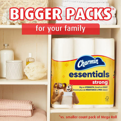 Charmin Essentials Strong Toilet Paper - 9 Mega Rolls for Ultimate Strength & Softness
