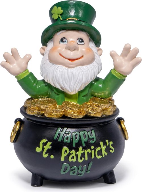Hodao St. Patrick's Day Gnome Decoration - Handmade Green Irish Elf Figurine for Home Decor