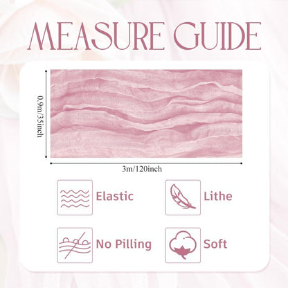 Wokceer Pink Cheesecloth Table Runner - 10FT Blushing Pink Boho Style for Weddings & Parties